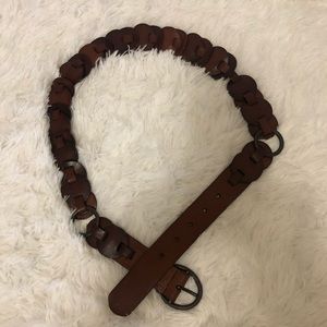 Fossil Brown Leather Circle links Belt Sz M